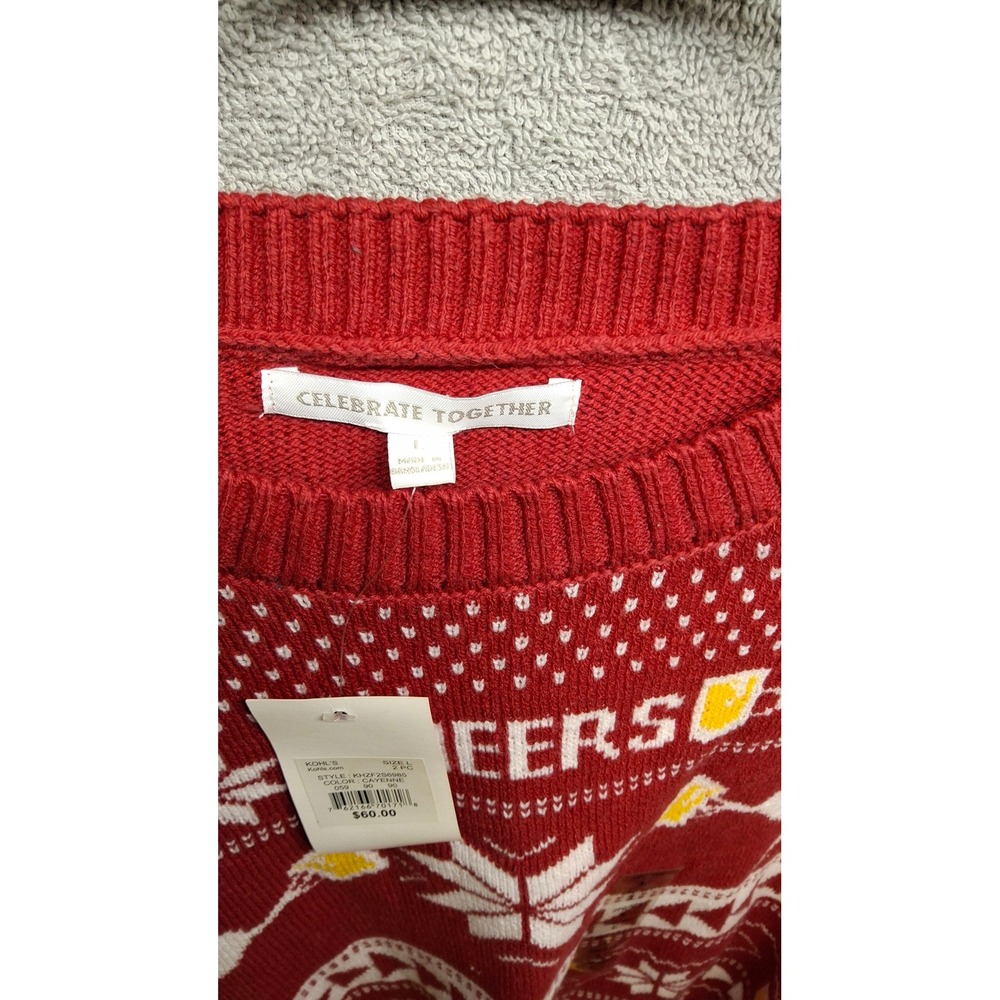 Celebrate Together Mens Holiday Sweater and Beanie Set Red Beer Reindeer Large/8 - Picture 5 of 7